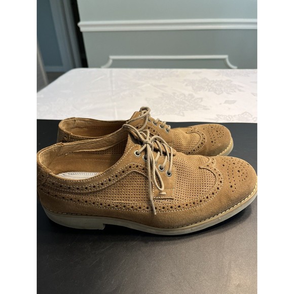 Johnston & Murphy Wingtip Dress Shoes Suede Brown Leather Lace Up Men’s 8M - Picture 2 of 16